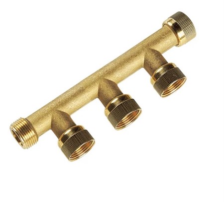 3-vägs manifold i mässing 1"